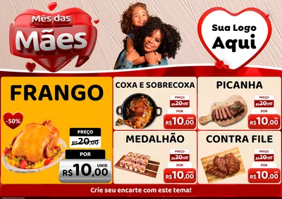 Modelo de Encarte para Encarte A4 Horizontal com o tema Mês das Mães para Assados