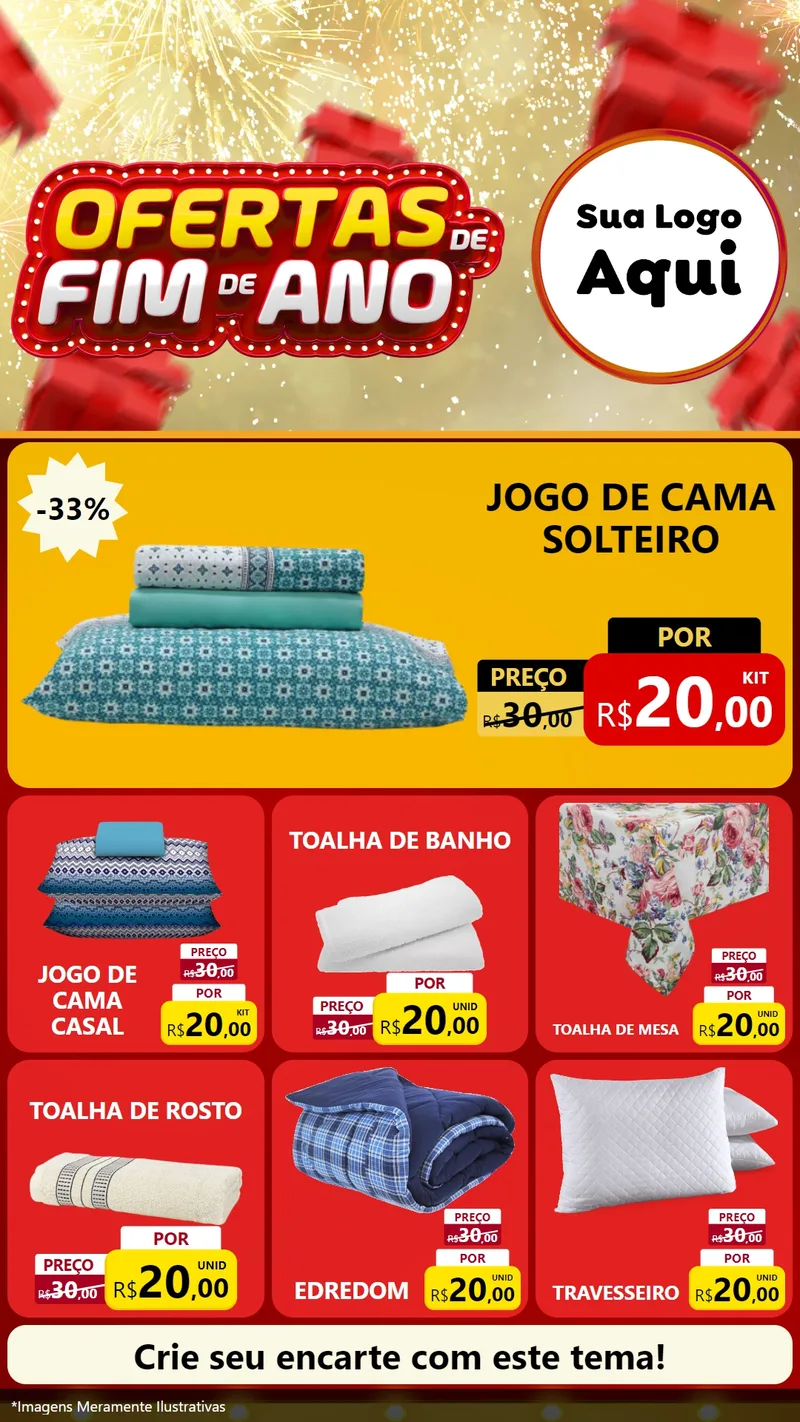 Modelo de Rede Social para Stories com o tema Ofertas de Fim de Ano para Cama, Mesa e Banho