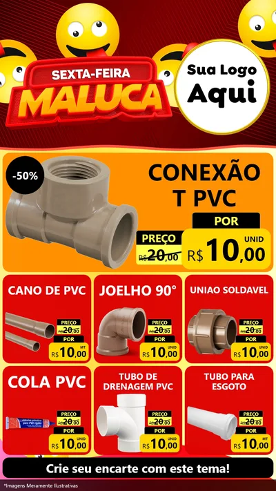 Modelo de Rede Social para Stories com o tema Sexta-feira Maluca para Tubos e conexões