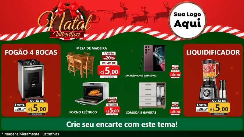 Modelo de TV para TV Horizontal com o tema Natal Imperdível para Móveis e Eletro