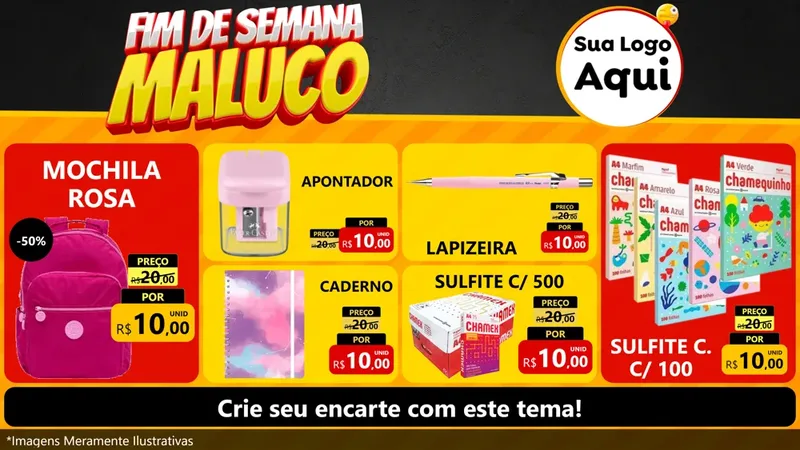 Modelo de TV para TV Horizontal com o tema Final de Semana Maluco para Papelaria