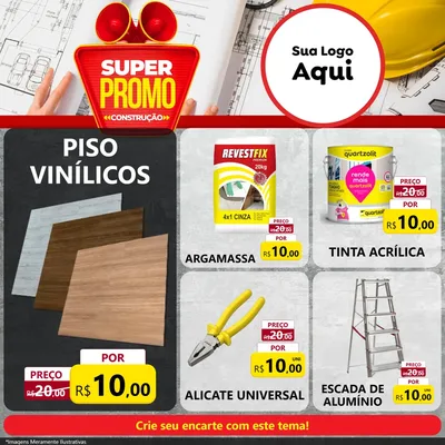 Modelo de Rede Social para Feed Facebook com o tema Super Promoção Construção para Material para Construção
