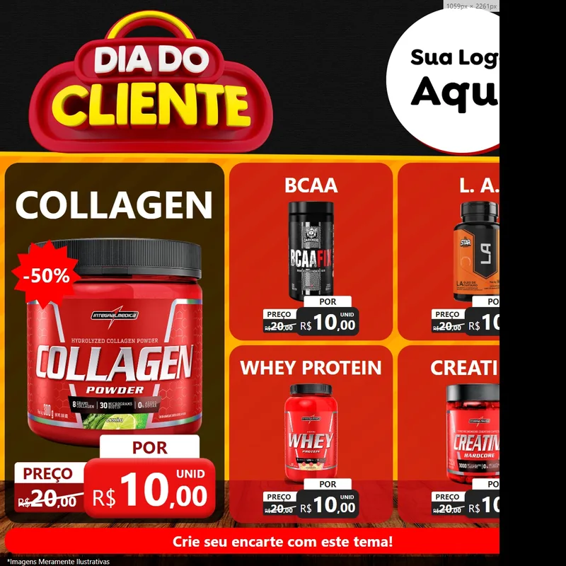 Modelo de Rede Social para Feed Facebook com o tema Dia do Cliente para Suplementos alimentares