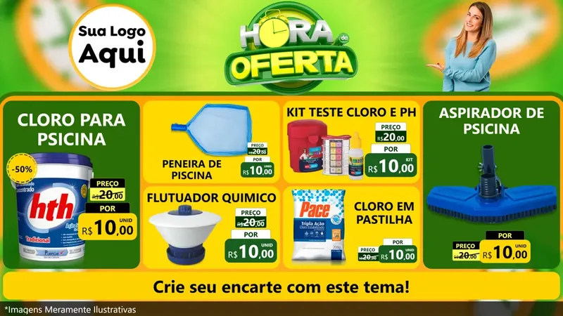 Modelo de TV para TV Horizontal com o tema Hora da Oferta para Produtos para Piscina