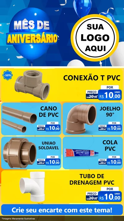 Modelo de TV para TV Vertical com o tema Mês de Aniversário para Tubos e conexões