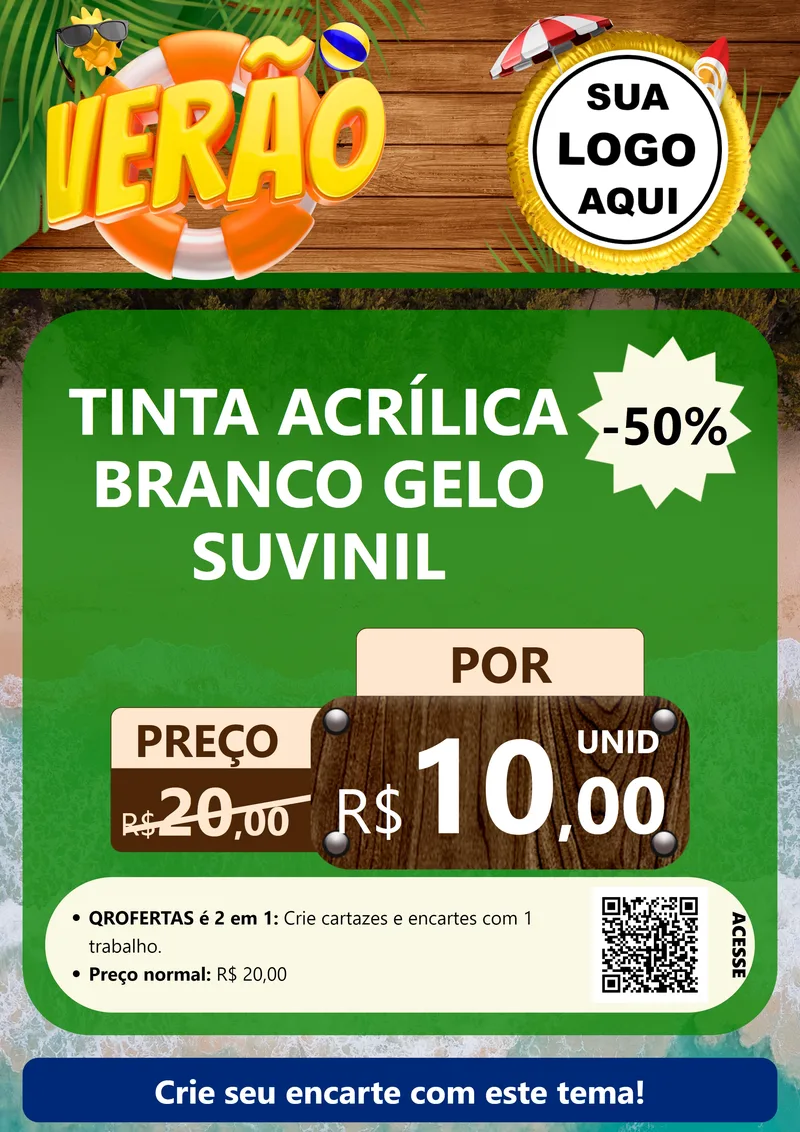 Modelo de Cartaz para Cartaz A4 Vertical com o tema Verão para Tintas e Ferramentas