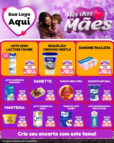 Modelo de Rede Social para Feed Instagram com o tema Mês das Mães para Frios e Laticínios