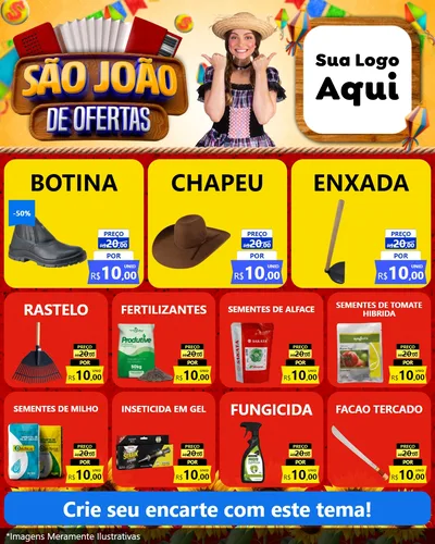 Modelo de Rede Social para Feed Instagram com o tema São João de Ofertas para Agropecuária