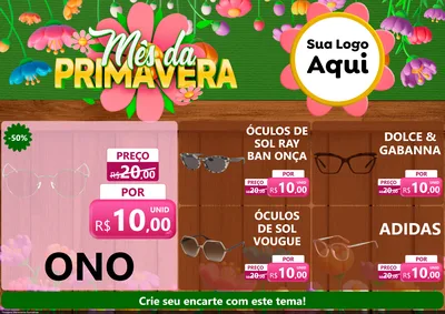 Modelo de Encarte para Encarte A4 Horizontal com o tema Mês da Primavera para Óticas