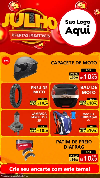 Modelo de TV para TV Vertical com o tema Julho Ofertas Imbatíveis para Moto peças