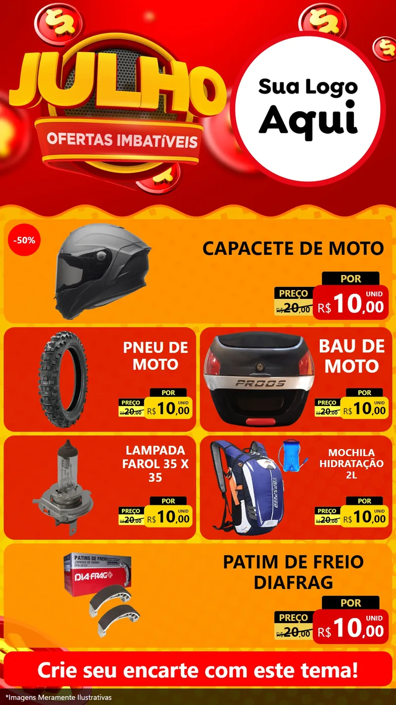 Modelo de TV para TV Vertical com o tema Julho Ofertas Imbatíveis para Moto peças