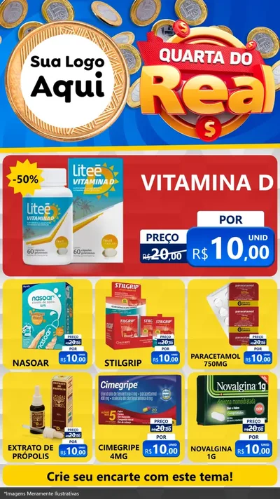 Modelo de Rede Social para Stories com o tema Quarta do Real para Farmácia