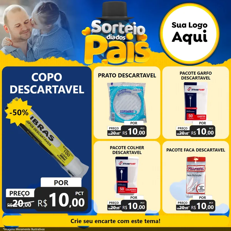 Modelo de Rede Social para Feed Facebook com o tema Sorteio Dia Dos Pais para Embalagens