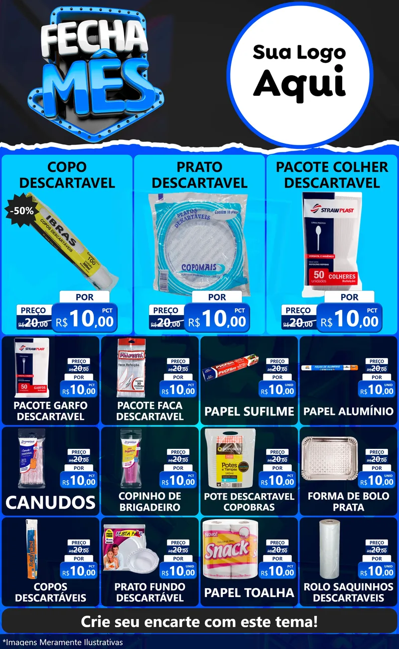 Modelo de Encarte para Encarte Grande com o tema Fecha Mês para Embalagens