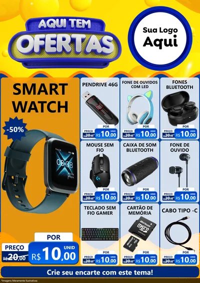 Modelo de Encarte para Encarte A4 Vertical com o tema Aqui Tem Ofertas para Informática