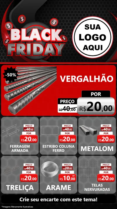 Modelo de Rede Social para Stories com o tema Black Friday para Ferragens