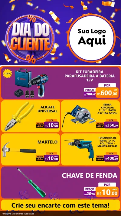 Modelo de TV para TV Vertical com o tema Dia do Cliente para Maquinas e Ferramentas