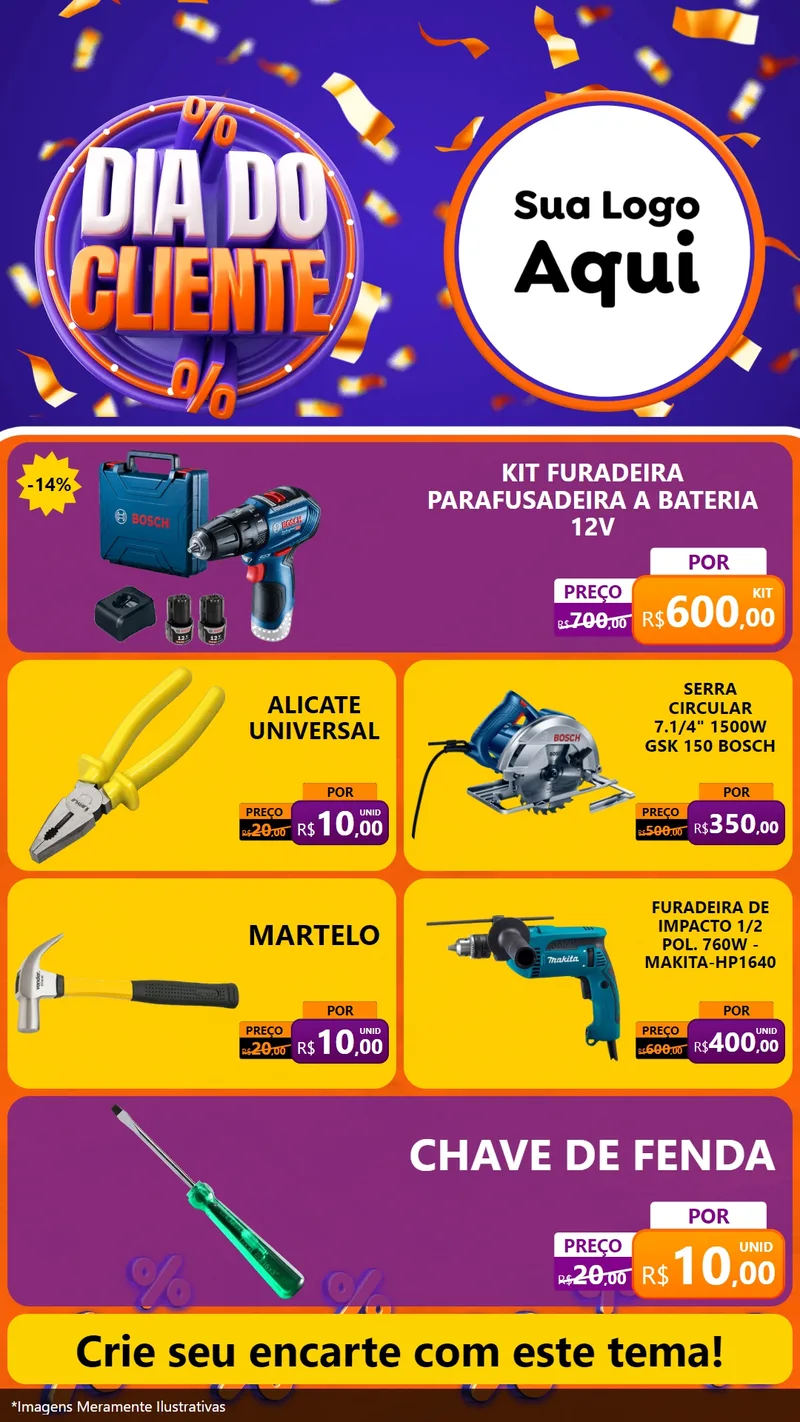 Modelo de TV para TV Vertical com o tema Dia do Cliente para Maquinas e Ferramentas