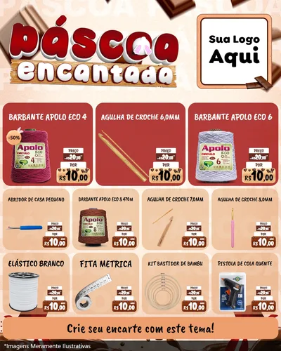Modelo de Rede Social para Feed Instagram com o tema Páscoa Encantada para Armarinho e Aviamentos