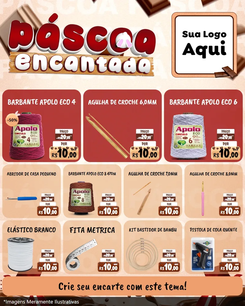 Modelo de Rede Social para Feed Instagram com o tema Páscoa Encantada para Armarinho e Aviamentos