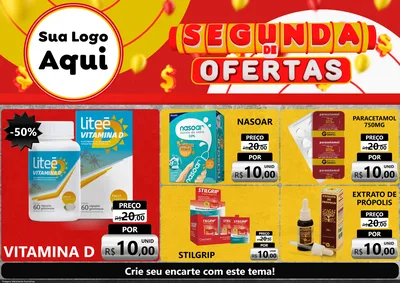 Modelo de Encarte para Encarte A4 Horizontal com o tema Segunda de Ofertas para Farmácia