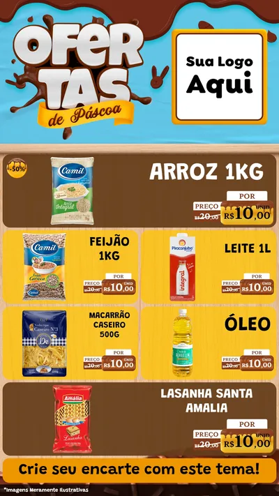 Modelo de TV para TV Vertical com o tema Ofertas de Páscoa para Supermercado