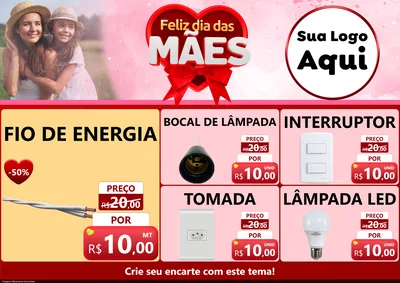 Modelo de Encarte para Encarte A4 Horizontal com o tema Feliz Dia Das Mães para Materiais Elétricos