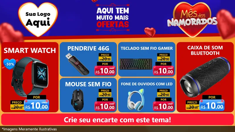 Modelo de TV para TV Horizontal com o tema Mês dos Namorados para Informática