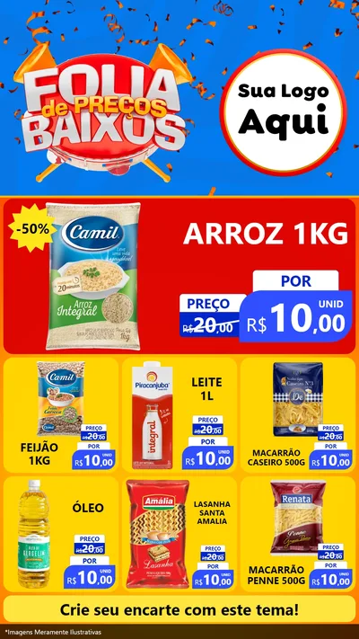 Modelo de Rede Social para Stories com o tema Folia de Preços Baixos para Supermercado