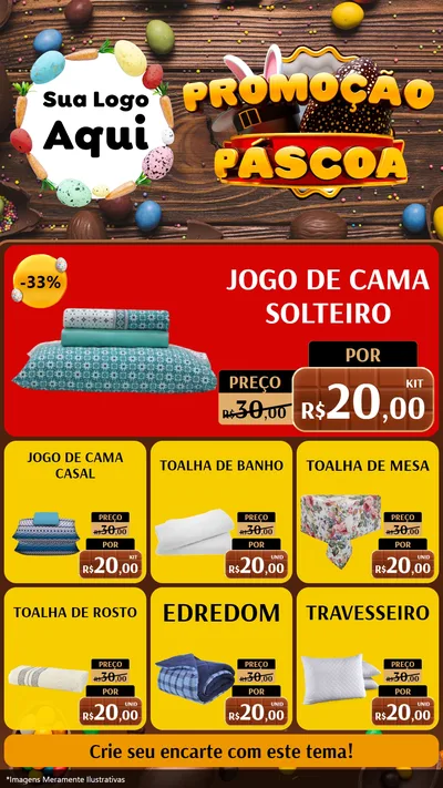 Modelo de Rede Social para Stories com o tema Promoção Páscoa para Cama, Mesa e Banho