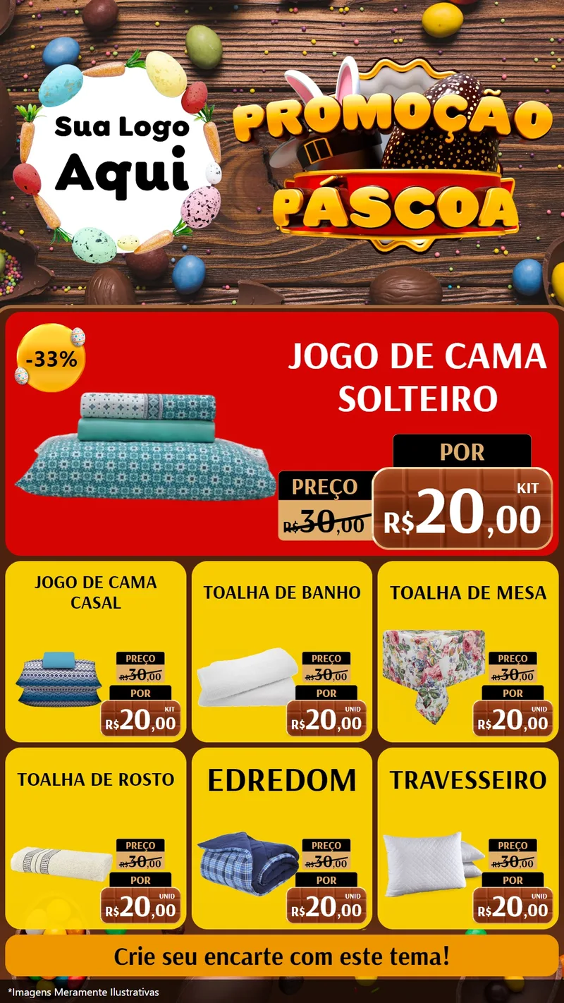 Modelo de Rede Social para Stories com o tema Promoção Páscoa para Cama, Mesa e Banho