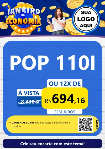 Modelo de Cartaz para Cartaz A4 Vertical com o tema Janeiro da Economia para Concessionaria de Motos