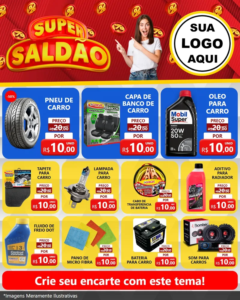 Modelo de Rede Social para Feed Instagram com o tema Super Saldão para Auto peças