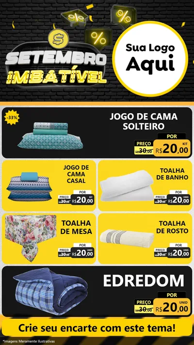Modelo de TV para TV Vertical com o tema Setembro Imbatível para Cama, Mesa e Banho