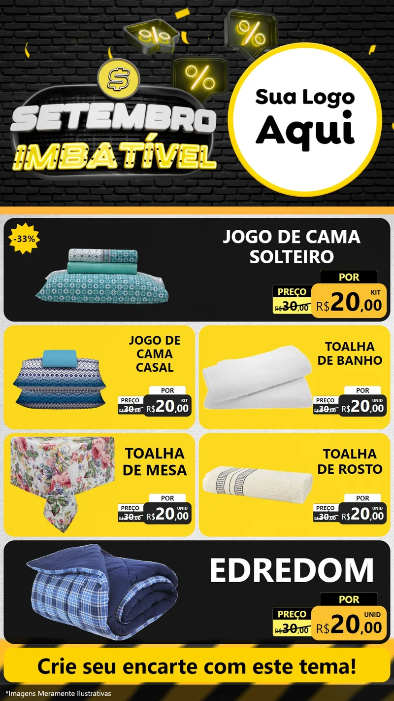 Modelo de TV para TV Vertical com o tema Setembro Imbatível para Cama, Mesa e Banho