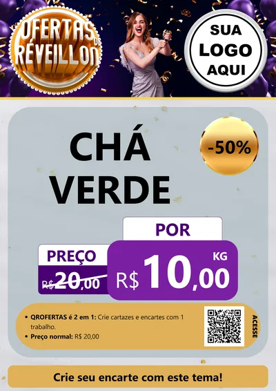 Modelo de Cartaz para Cartaz A4 Vertical com o tema Ofertas de Réveillon para Produtos Naturais