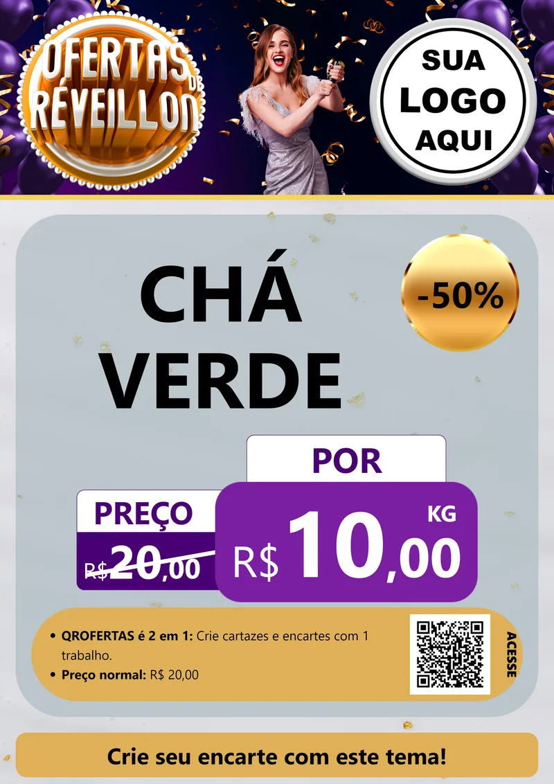 Modelo de Cartaz para Cartaz A4 Vertical com o tema Ofertas de Réveillon para Produtos Naturais