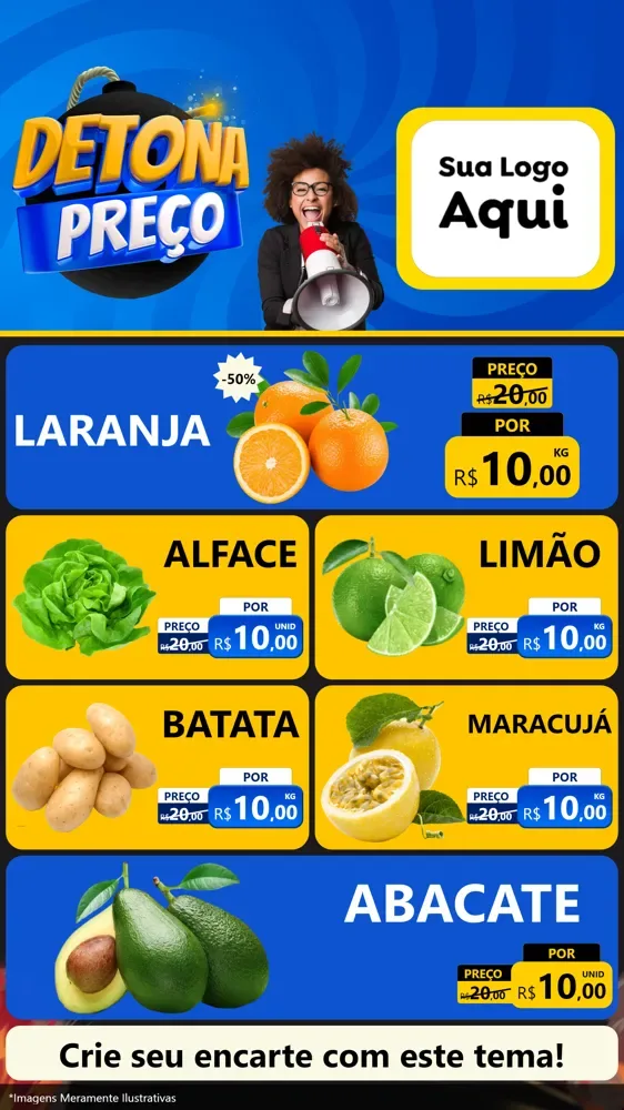 Modelo de TV para TV Vertical com o tema Detona Preços para Hortifrúti