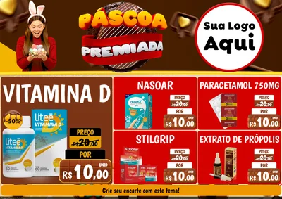 Modelo de Encarte para Encarte A4 Horizontal com o tema Páscoa Premiada para Farmácia