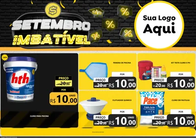 Modelo de Encarte para Encarte A4 Horizontal com o tema Setembro Imbatível para Produtos para Piscina
