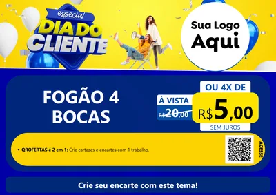 Modelo de Cartaz para Cartaz A4 Horizontal com o tema Especial Dia do Cliente para Móveis e Eletro