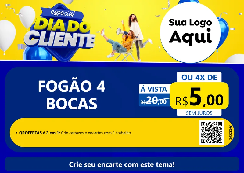 Modelo de Cartaz para Cartaz A4 Horizontal com o tema Especial Dia do Cliente para Móveis e Eletro