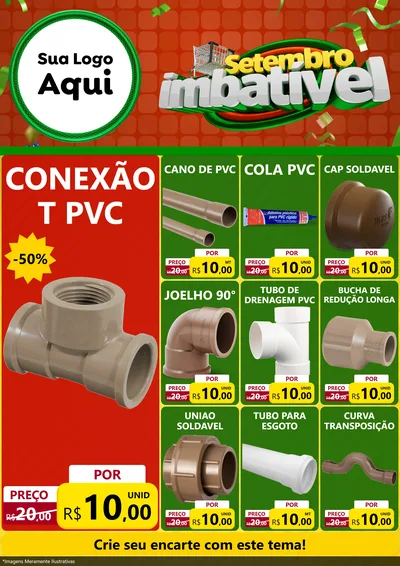 Modelo de Encarte para Encarte A4 Vertical com o tema Setembro Imbatível para Tubos e conexões