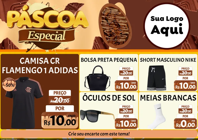 Modelo de Encarte para Encarte A4 Horizontal com o tema Páscoa Especial para Roupas e acessórios