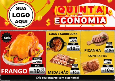 Modelo de Encarte para Encarte A4 Horizontal com o tema Quinta da Economia para Assados