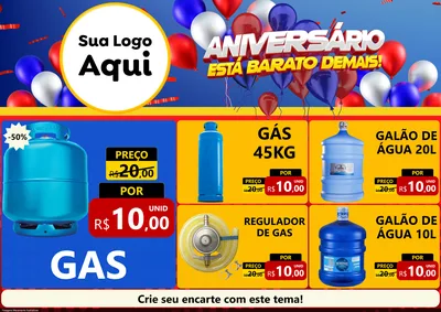 Modelo de Encarte para Encarte A4 Horizontal com o tema Aniversário para Água e gás