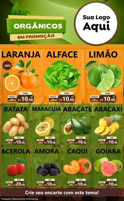 Modelo de Encarte para Encarte Grande com o tema Orgânicos em Promoção para Hortifrúti