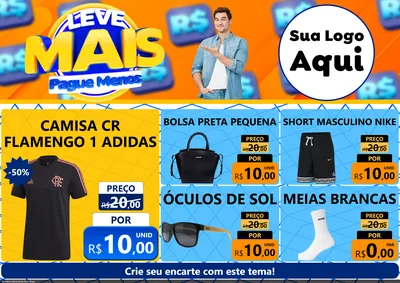 Modelo de Encarte para Encarte A4 Horizontal com o tema Leve Mais, Pague Menos para Roupas e acessórios