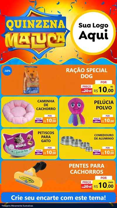 Modelo de TV para TV Vertical com o tema Quinzena Maluca para Pet Shop