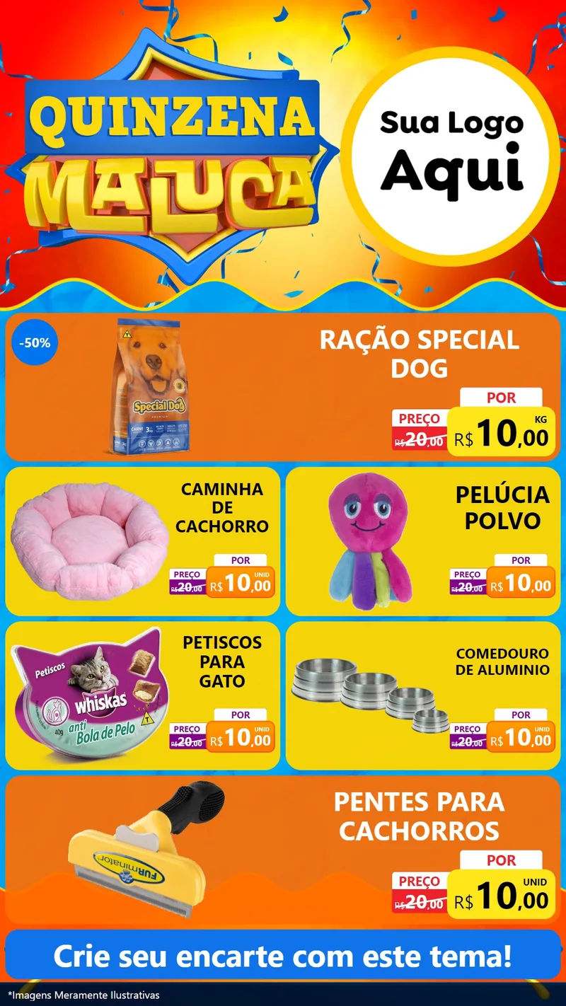Modelo de TV para TV Vertical com o tema Quinzena Maluca para Pet Shop